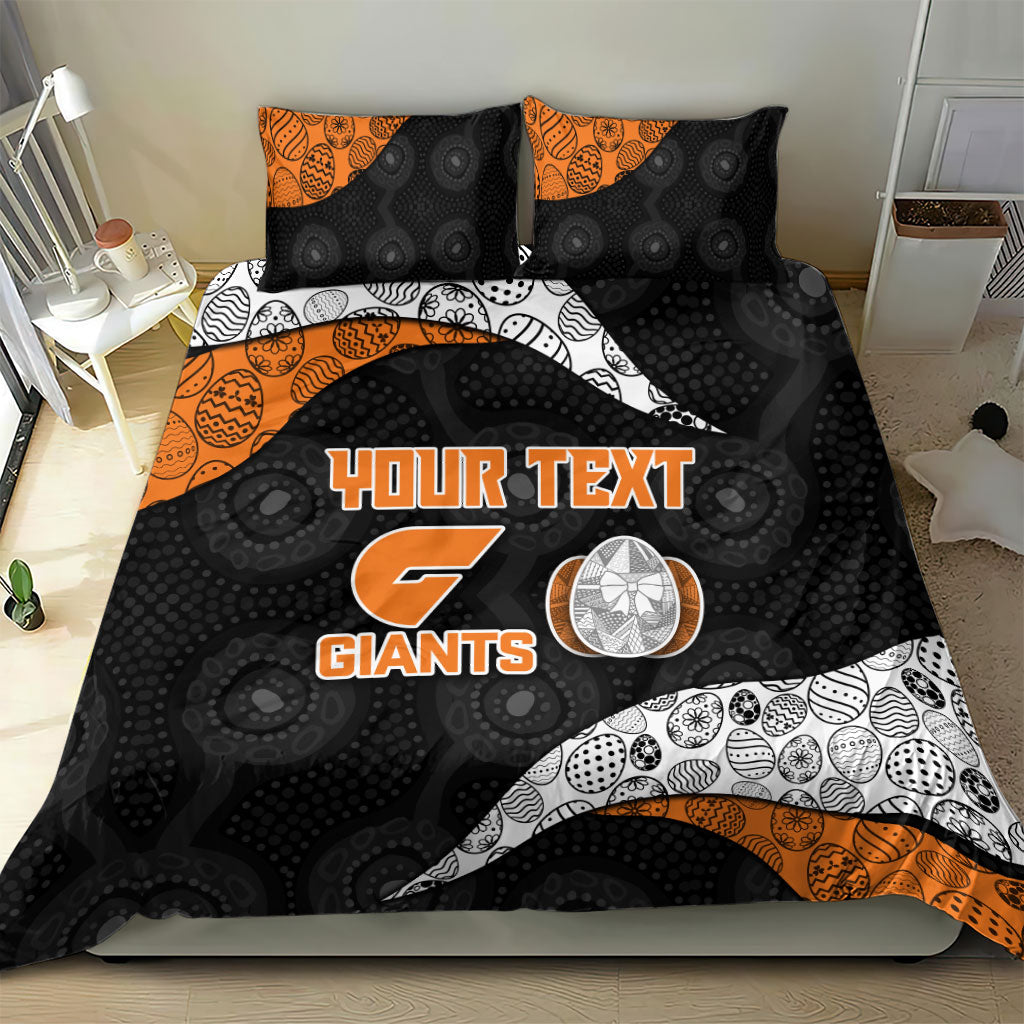 Personalized Giants Football Bedding Set Easter Egg Pattern Orange Monochrome Tribal Dot Style