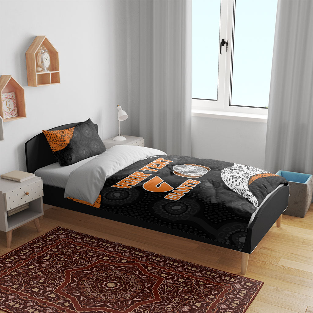 Personalized Giants Football Bedding Set Easter Egg Pattern Orange Monochrome Tribal Dot Style
