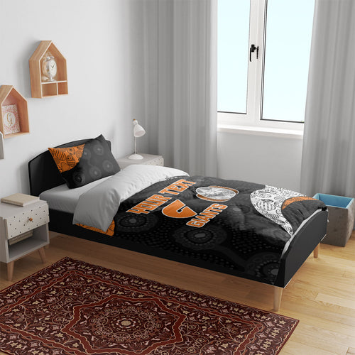 Personalized Giants Football Bedding Set Easter Egg Pattern Orange Monochrome Tribal Dot Style