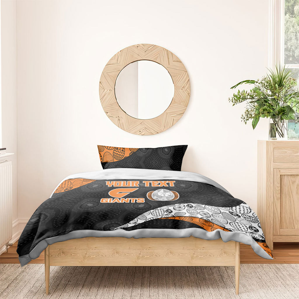 Personalized Giants Football Bedding Set Easter Egg Pattern Orange Monochrome Tribal Dot Style