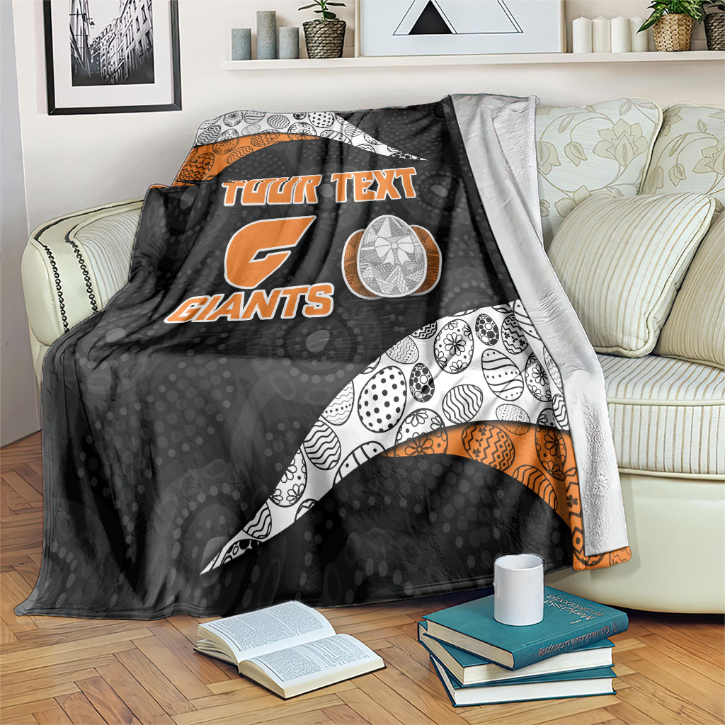 Personalized Giants Football Blanket Easter Egg Pattern Orange Monochrome Tribal Dot Style