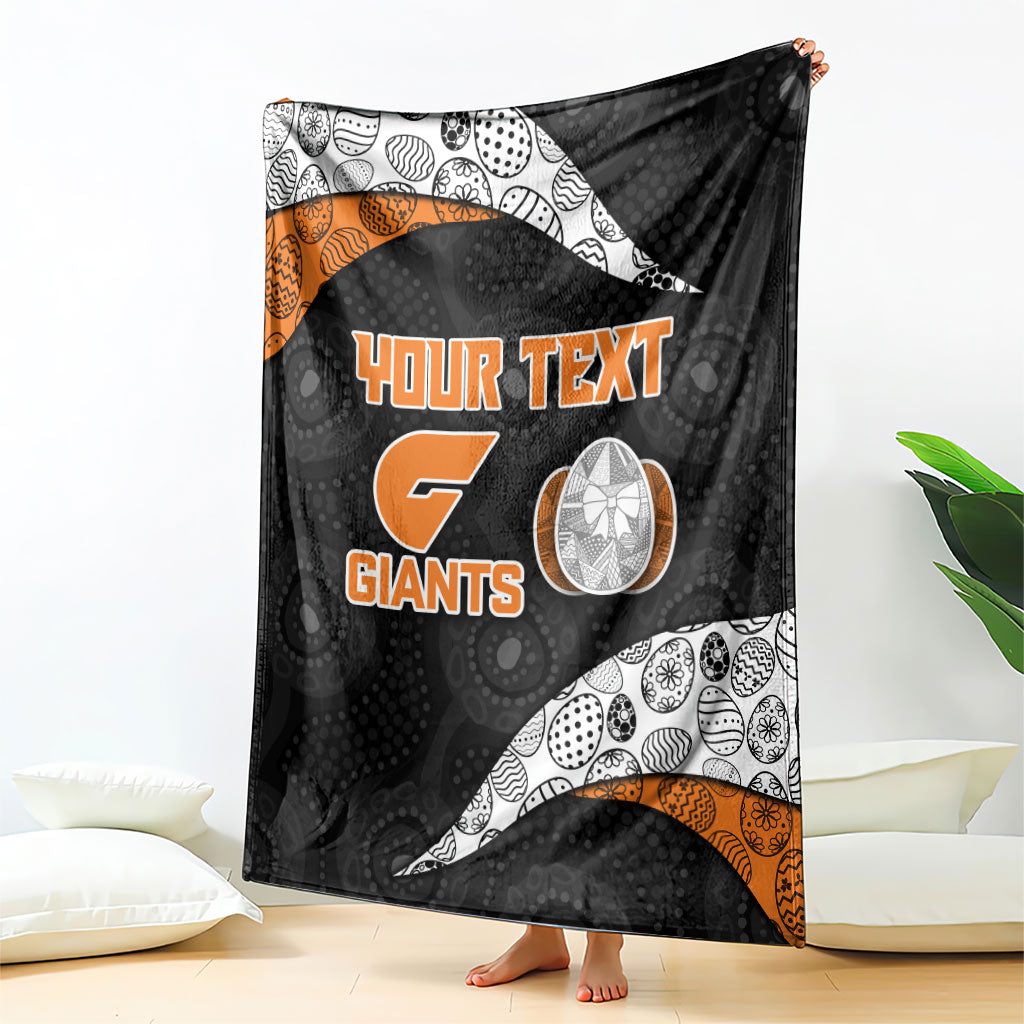Personalized Giants Football Blanket Easter Egg Pattern Orange Monochrome Tribal Dot Style