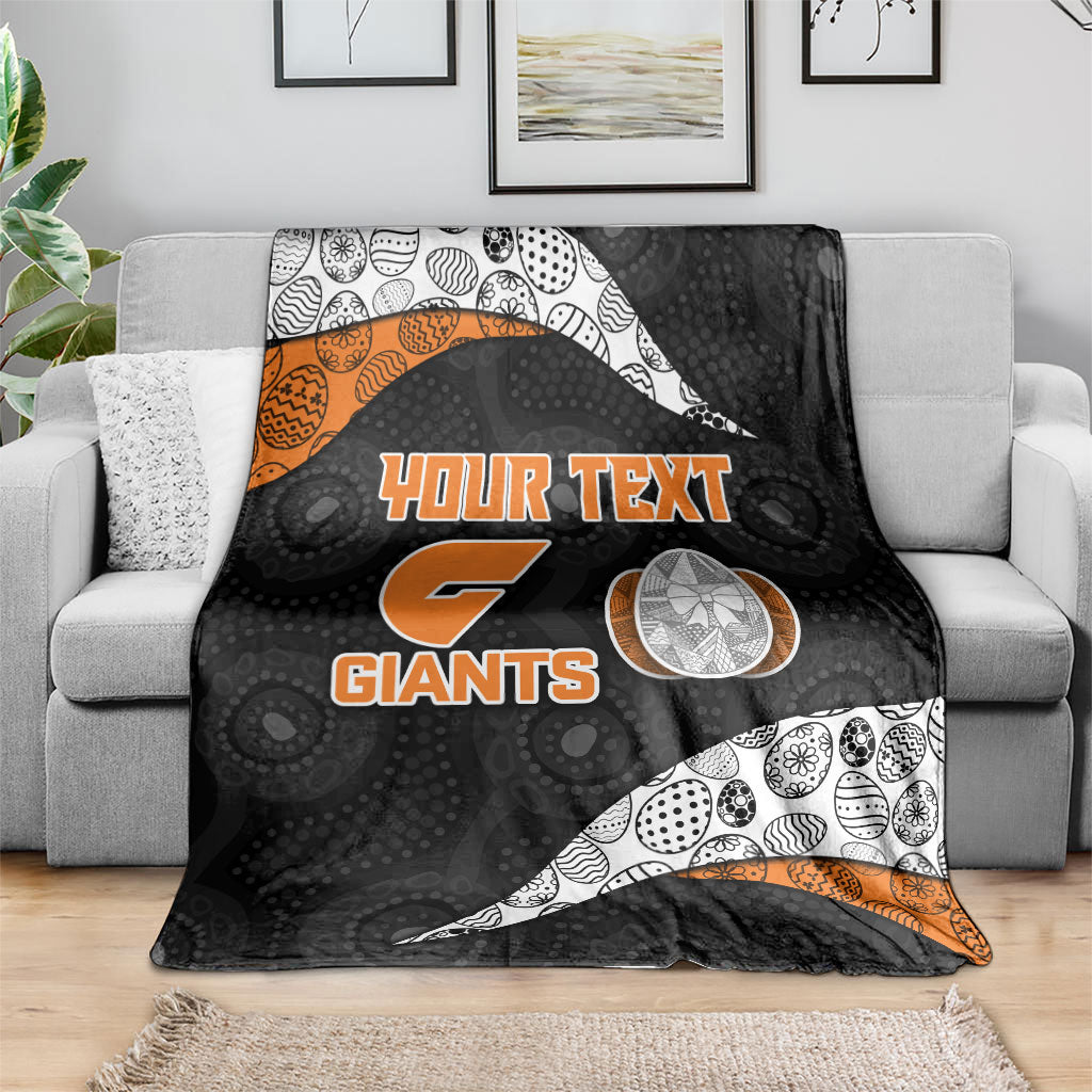 Personalized Giants Football Blanket Easter Egg Pattern Orange Monochrome Tribal Dot Style