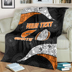 Personalized Giants Football Blanket Easter Egg Pattern Orange Monochrome Tribal Dot Style
