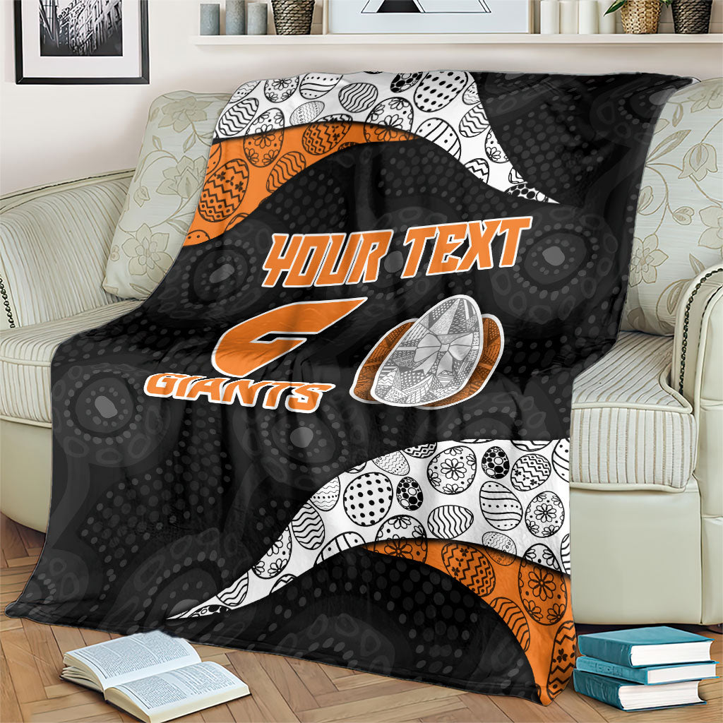 Personalized Giants Football Blanket Easter Egg Pattern Orange Monochrome Tribal Dot Style