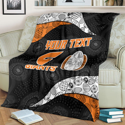 Personalized Giants Football Blanket Easter Egg Pattern Orange Monochrome Tribal Dot Style