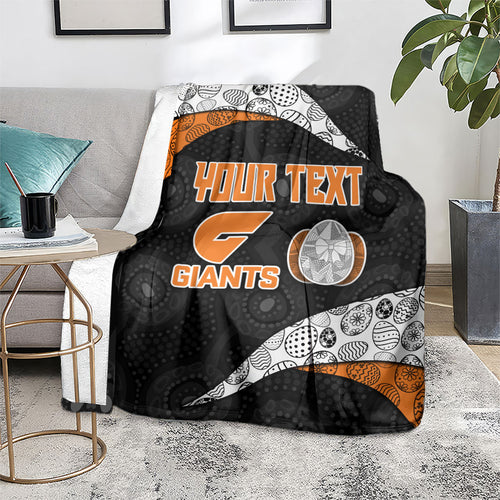 Personalized Giants Football Blanket Easter Egg Pattern Orange Monochrome Tribal Dot Style