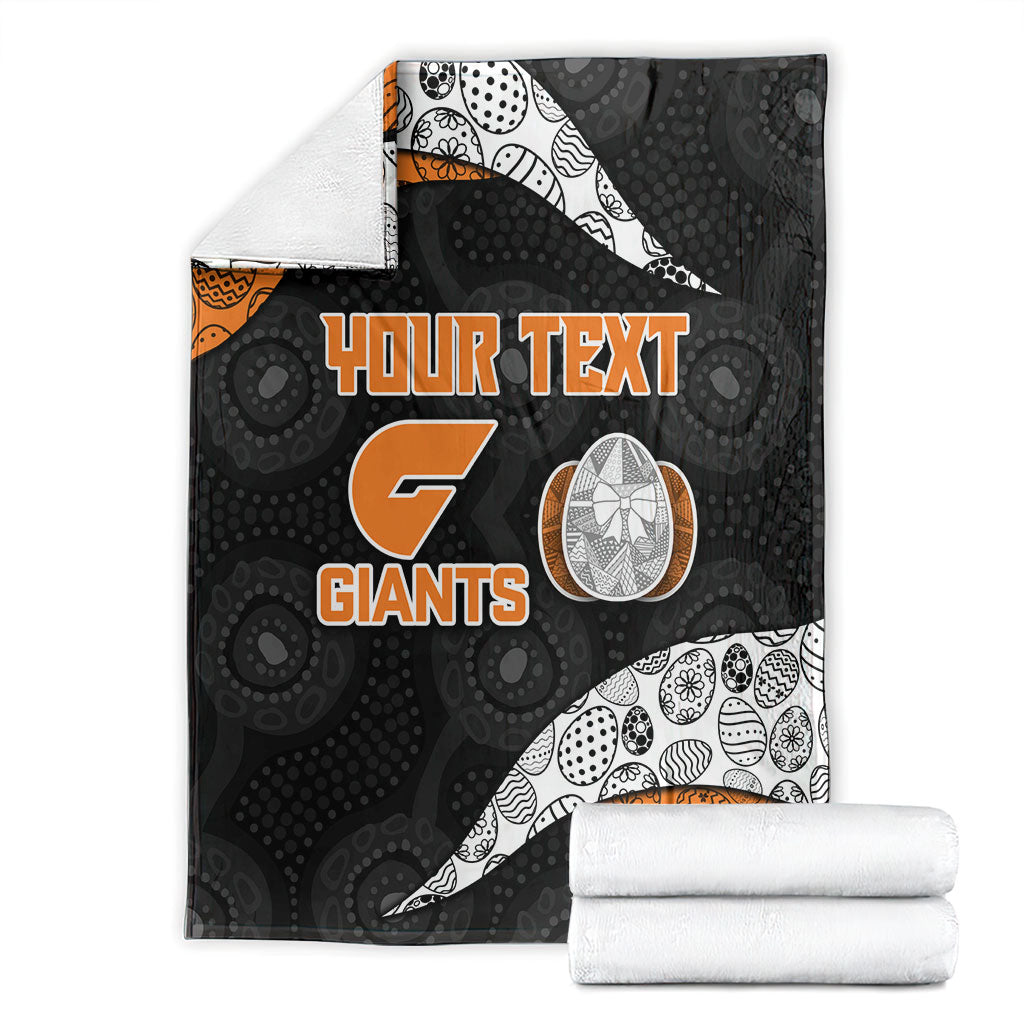Personalized Giants Football Blanket Easter Egg Pattern Orange Monochrome Tribal Dot Style
