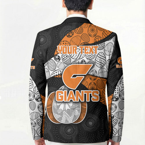 Personalized Giants Football Blazer Easter Egg Pattern Orange Monochrome Tribal Dot Style