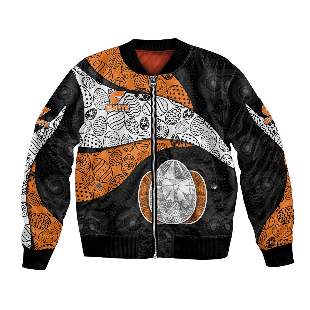 Personalized Giants Football Bomber Jacket Easter Egg Pattern Orange Monochrome Tribal Dot Style