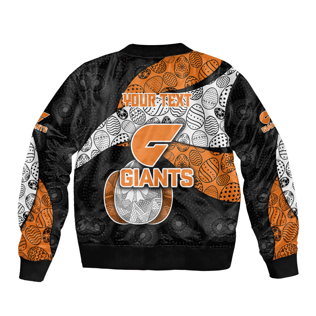 Personalized Giants Football Bomber Jacket Easter Egg Pattern Orange Monochrome Tribal Dot Style