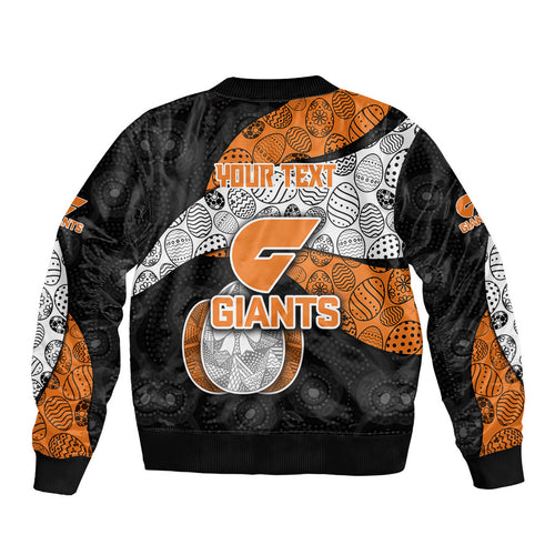 Personalized Giants Football Bomber Jacket Easter Egg Pattern Orange Monochrome Tribal Dot Style