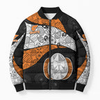 Personalized Giants Football Bomber Puffer Jacket Easter Egg Pattern Orange Monochrome Tribal Dot Style