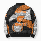 Personalized Giants Football Bomber Puffer Jacket Easter Egg Pattern Orange Monochrome Tribal Dot Style