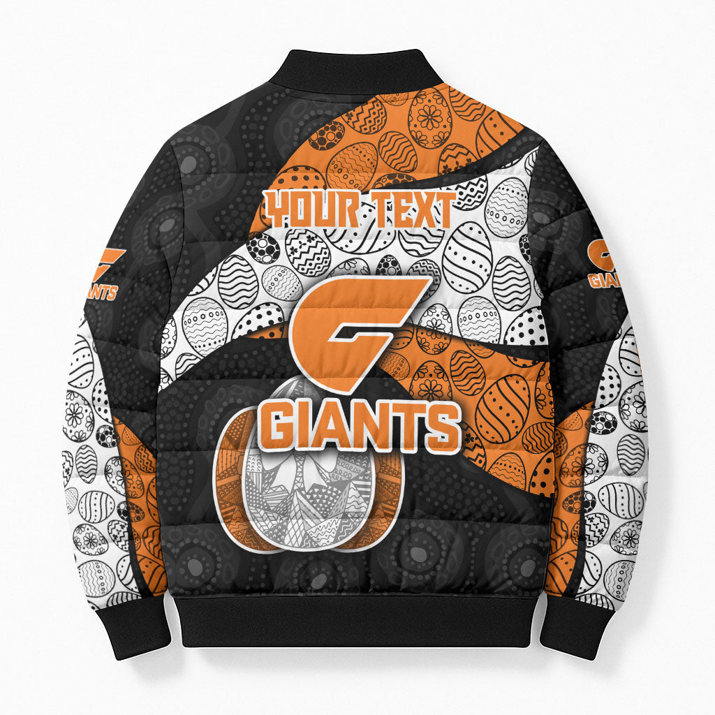 Personalized Giants Football Bomber Puffer Jacket Easter Egg Pattern Orange Monochrome Tribal Dot Style
