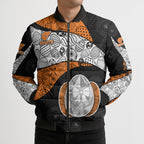 Personalized Giants Football Bomber Puffer Jacket Easter Egg Pattern Orange Monochrome Tribal Dot Style