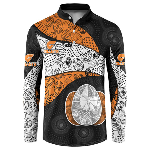 Personalized Giants Football Button Sweatshirt Easter Egg Pattern Orange Monochrome Tribal Dot Style