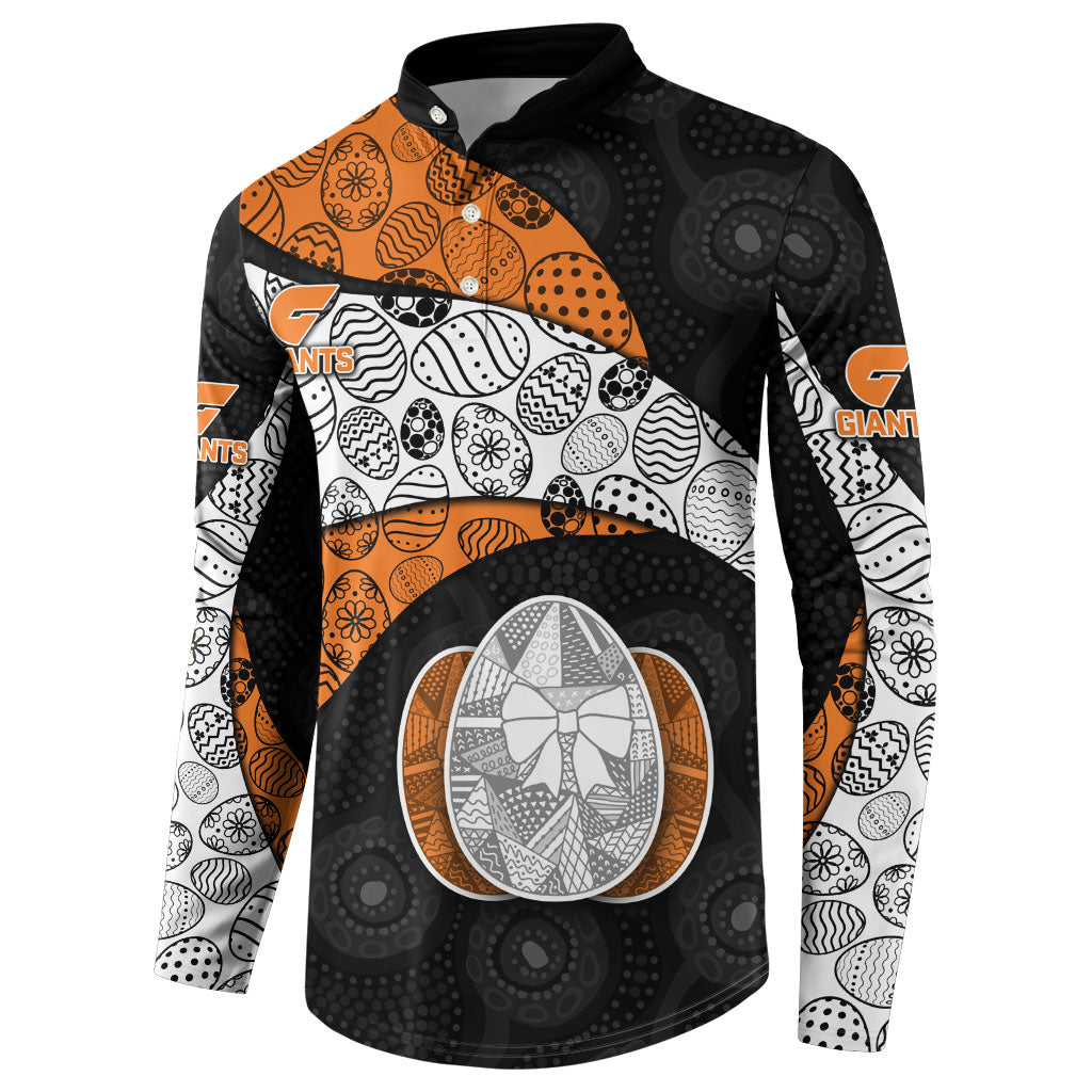 Personalized Giants Football Button Sweatshirt Easter Egg Pattern Orange Monochrome Tribal Dot Style