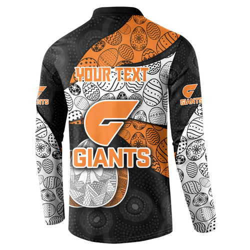 Personalized Giants Football Button Sweatshirt Easter Egg Pattern Orange Monochrome Tribal Dot Style