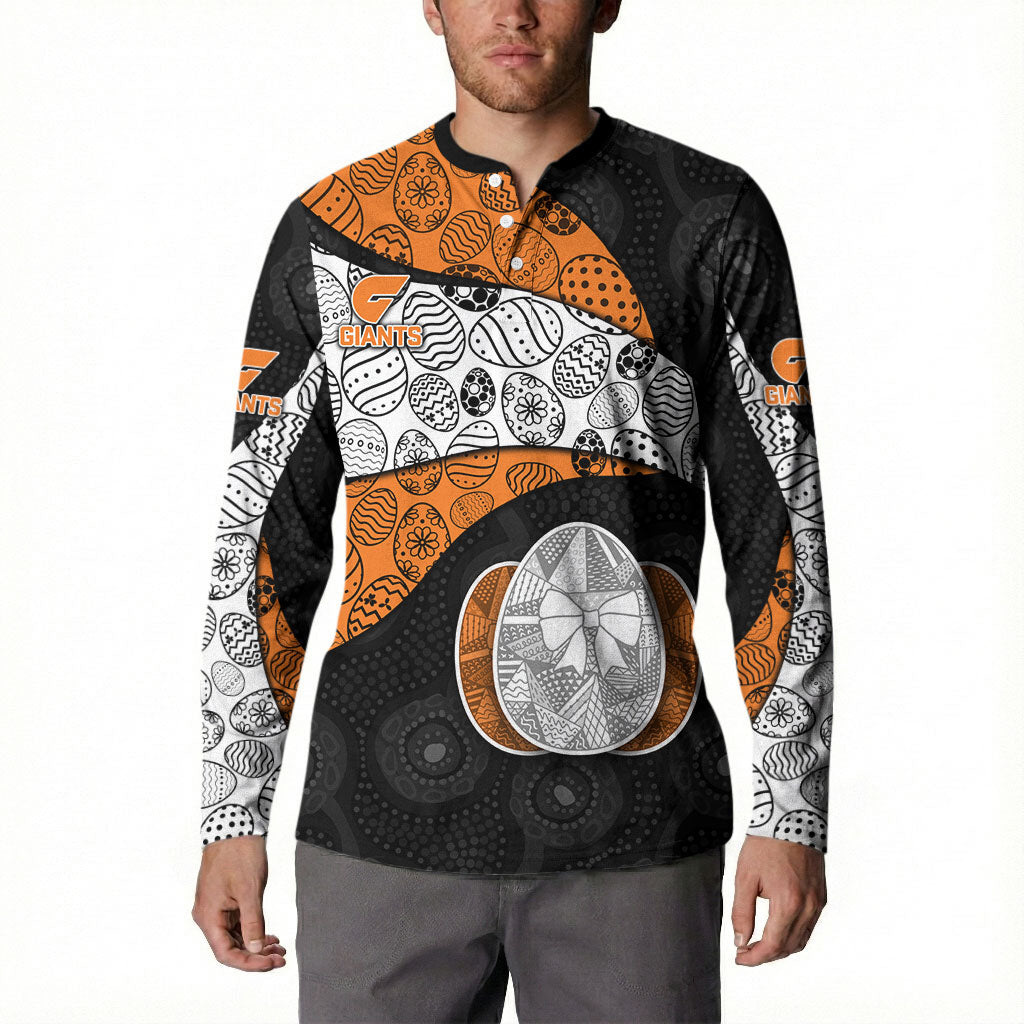 Personalized Giants Football Button Sweatshirt Easter Egg Pattern Orange Monochrome Tribal Dot Style