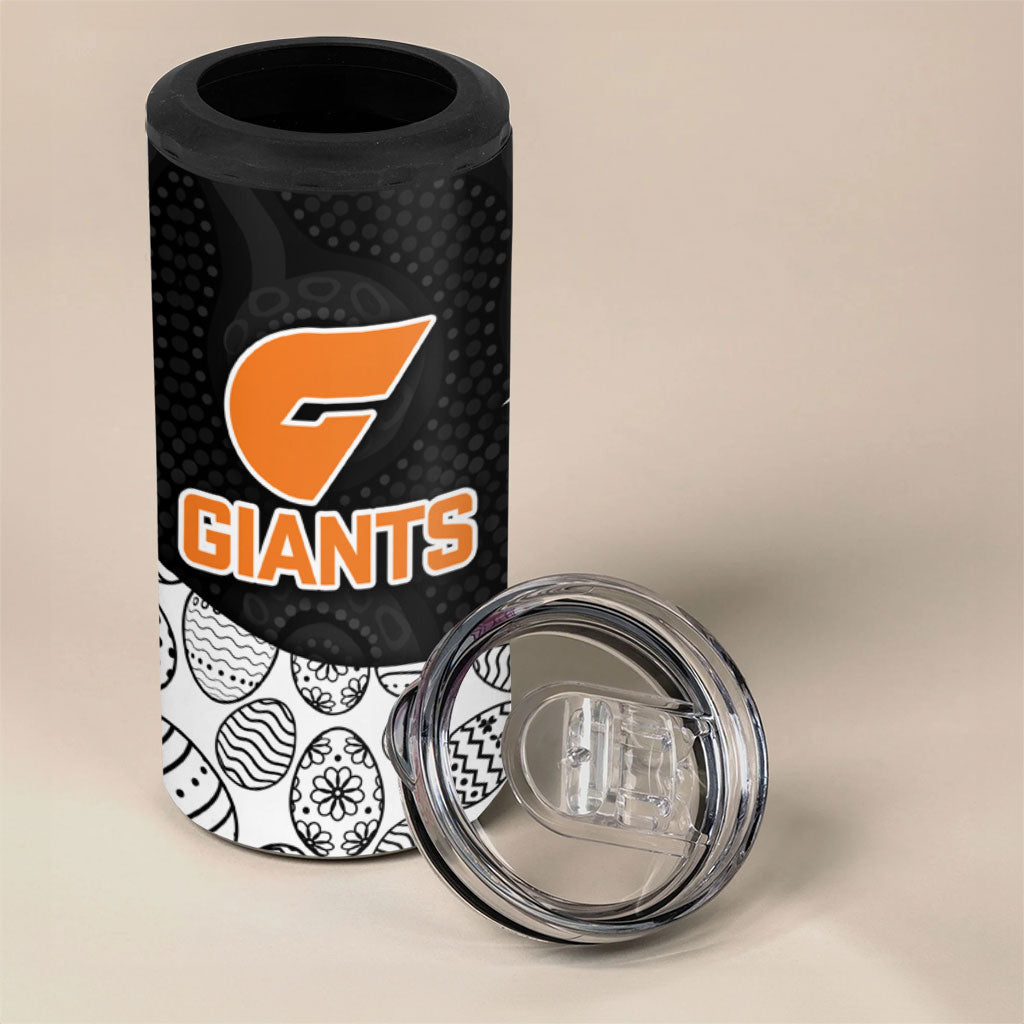 Personalized Giants Football 4 in 1 Can Cooler Tumbler Easter Egg Pattern Orange Monochrome Tribal Dot Style