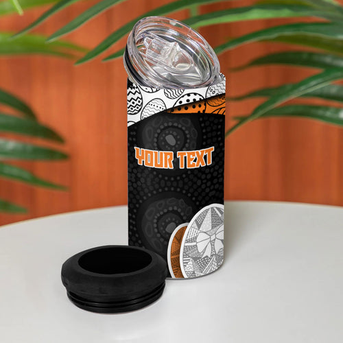 Personalized Giants Football 4 in 1 Can Cooler Tumbler Easter Egg Pattern Orange Monochrome Tribal Dot Style