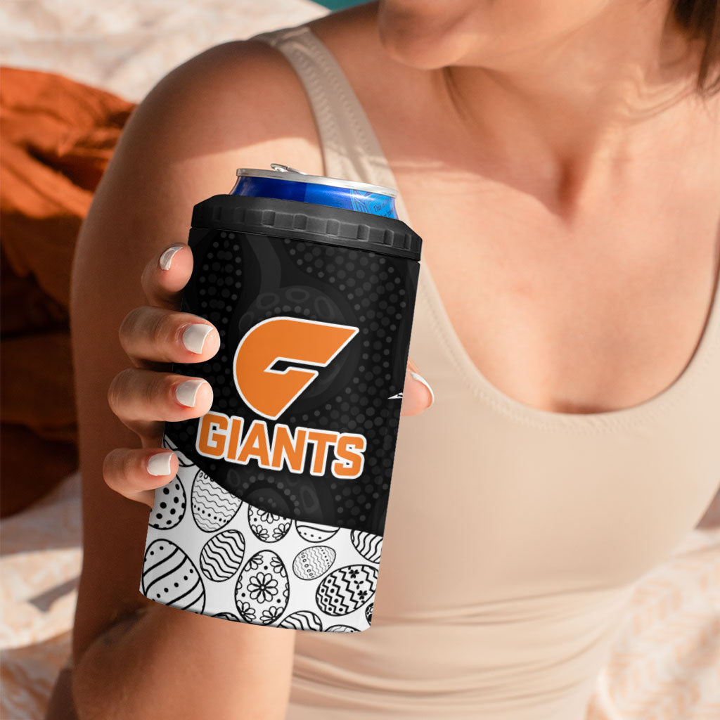 Personalized Giants Football 4 in 1 Can Cooler Tumbler Easter Egg Pattern Orange Monochrome Tribal Dot Style