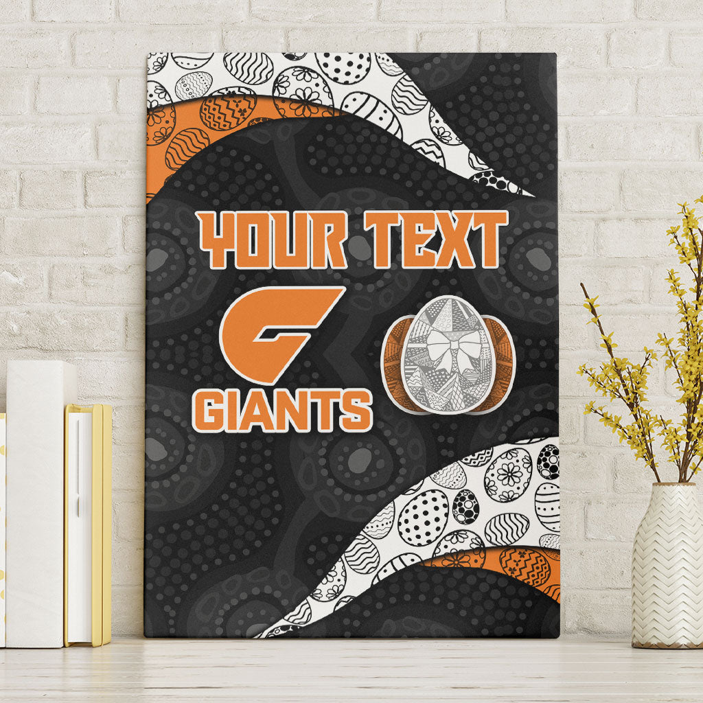 Personalized Giants Football Canvas Wall Art Easter Egg Pattern Orange Monochrome Tribal Dot Style
