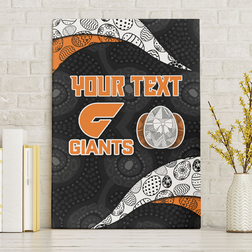 Personalized Giants Football Canvas Wall Art Easter Egg Pattern Orange Monochrome Tribal Dot Style