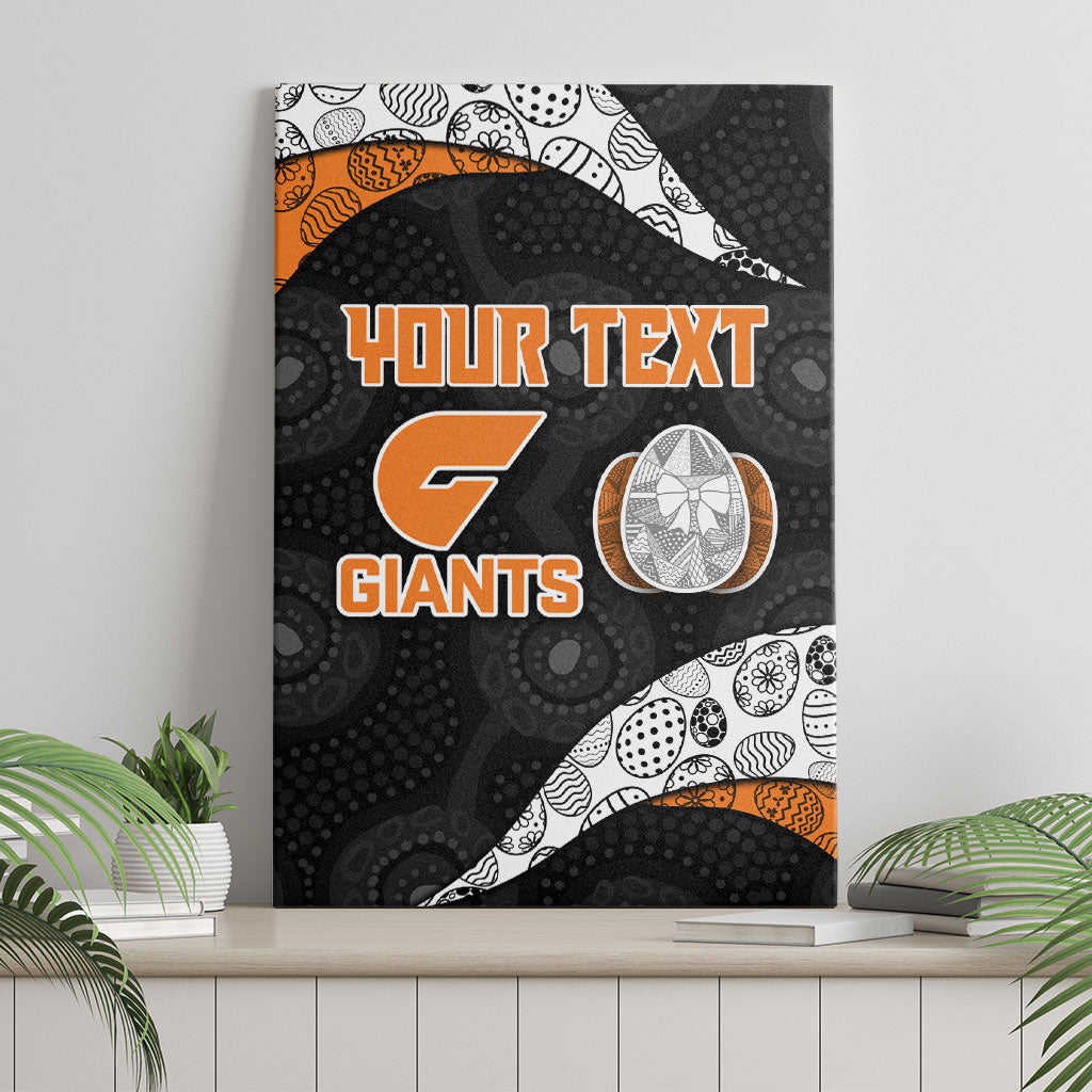 Personalized Giants Football Canvas Wall Art Easter Egg Pattern Orange Monochrome Tribal Dot Style