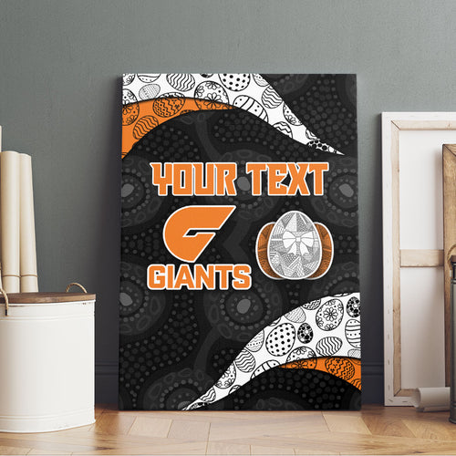 Personalized Giants Football Canvas Wall Art Easter Egg Pattern Orange Monochrome Tribal Dot Style