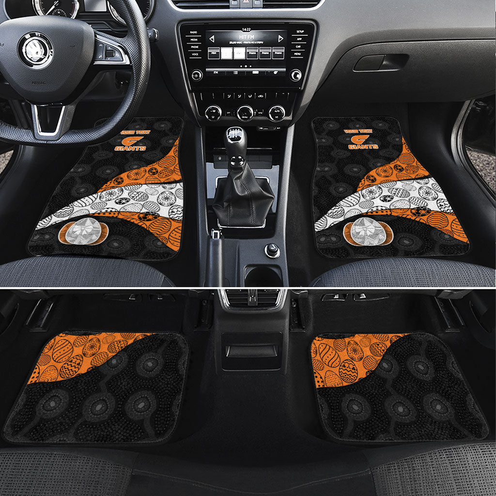 Personalized Giants Football Car Mats Easter Egg Pattern Orange Monochrome Tribal Dot Style