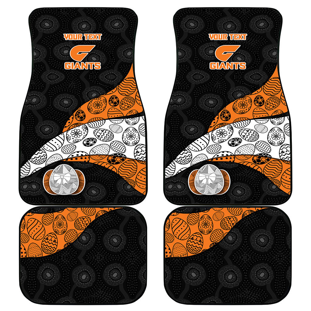 Personalized Giants Football Car Mats Easter Egg Pattern Orange Monochrome Tribal Dot Style