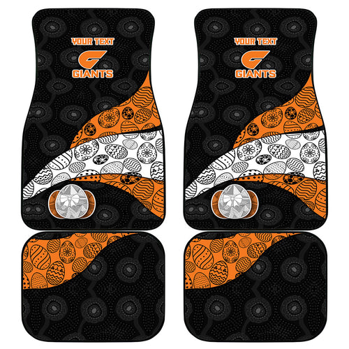Personalized Giants Football Car Mats Easter Egg Pattern Orange Monochrome Tribal Dot Style