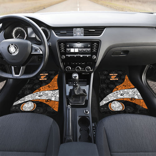 Personalized Giants Football Car Mats Easter Egg Pattern Orange Monochrome Tribal Dot Style