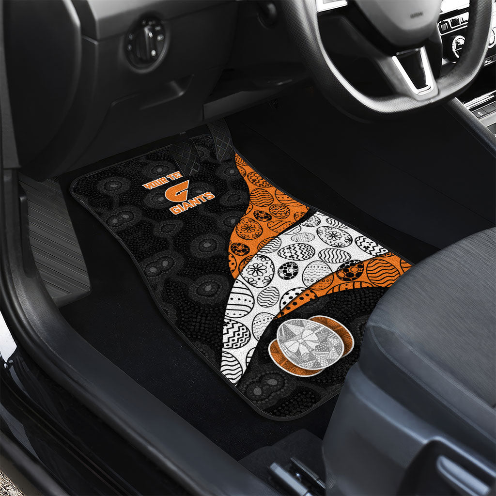 Personalized Giants Football Car Mats Easter Egg Pattern Orange Monochrome Tribal Dot Style