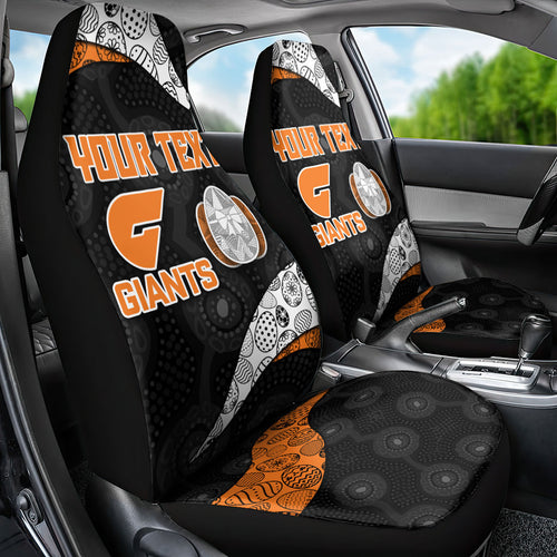 Personalized Giants Football Car Seat Cover Easter Egg Pattern Orange Monochrome Tribal Dot Style