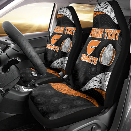 Personalized Giants Football Car Seat Cover Easter Egg Pattern Orange Monochrome Tribal Dot Style
