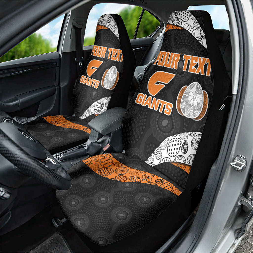 Personalized Giants Football Car Seat Cover Easter Egg Pattern Orange Monochrome Tribal Dot Style