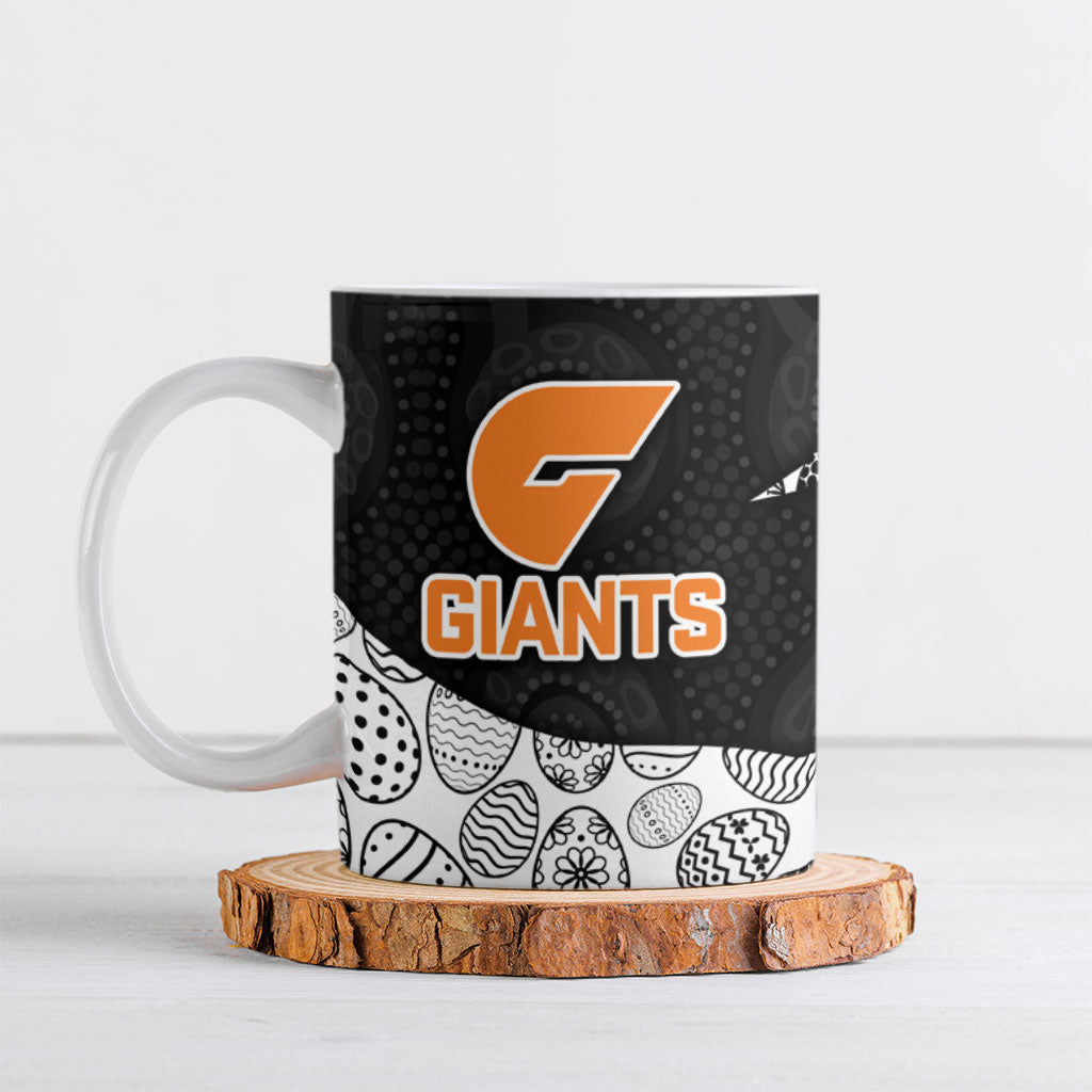 Personalized Giants Football Ceramic Mug Easter Egg Pattern Orange Monochrome Tribal Dot Style