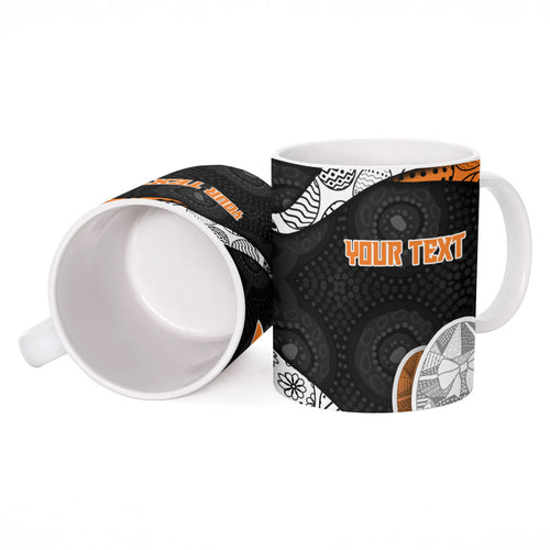 Personalized Giants Football Ceramic Mug Easter Egg Pattern Orange Monochrome Tribal Dot Style