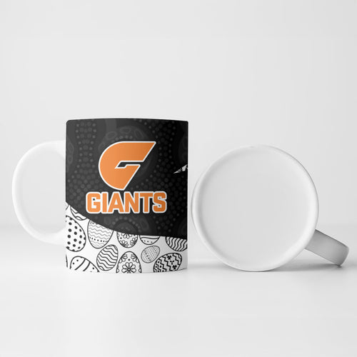 Personalized Giants Football Ceramic Mug Easter Egg Pattern Orange Monochrome Tribal Dot Style