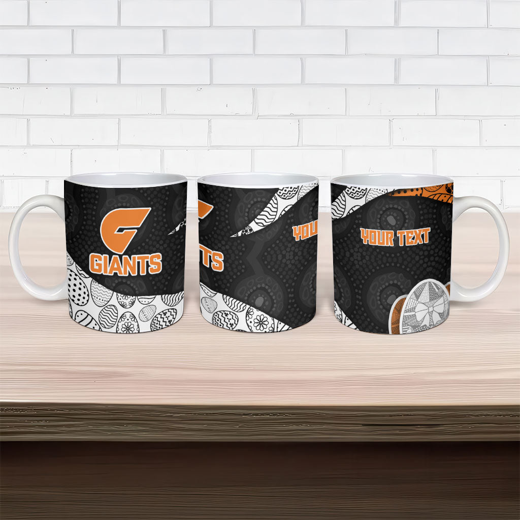 Personalized Giants Football Ceramic Mug Easter Egg Pattern Orange Monochrome Tribal Dot Style