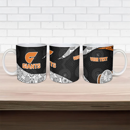 Personalized Giants Football Ceramic Mug Easter Egg Pattern Orange Monochrome Tribal Dot Style