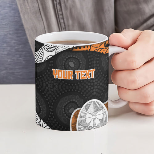 Personalized Giants Football Ceramic Mug Easter Egg Pattern Orange Monochrome Tribal Dot Style
