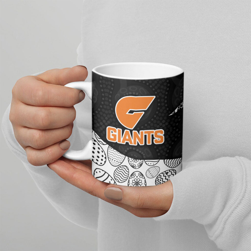 Personalized Giants Football Ceramic Mug Easter Egg Pattern Orange Monochrome Tribal Dot Style