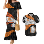 Personalized Giants Football Couples Matching Mermaid Dress and Hawaiian Shirt Easter Egg Pattern Orange Monochrome Tribal Dot Style