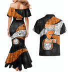 Personalized Giants Football Couples Matching Mermaid Dress and Hawaiian Shirt Easter Egg Pattern Orange Monochrome Tribal Dot Style