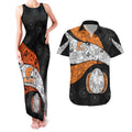 Personalized Giants Football Couples Matching Tank Maxi Dress and Hawaiian Shirt Easter Egg Pattern Orange Monochrome Tribal Dot Style