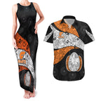 Personalized Giants Football Couples Matching Tank Maxi Dress and Hawaiian Shirt Easter Egg Pattern Orange Monochrome Tribal Dot Style
